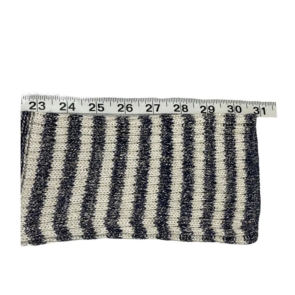 Coldwater Creek Cardigan Sweater Womens L White Black Striped Cotton Open Front - Picture 7 of 7